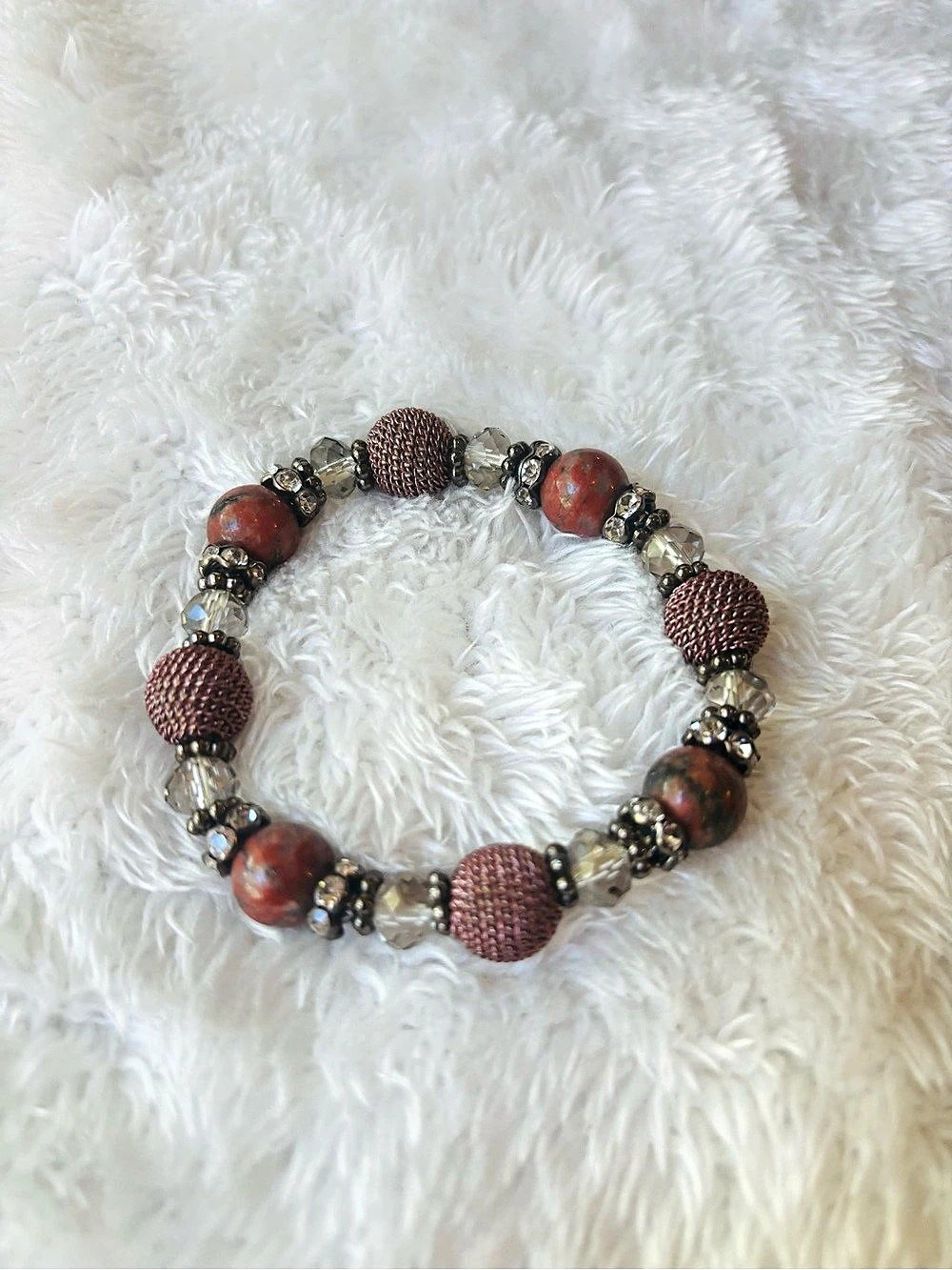 Beaded Bracelet in Brown & Silver Like New